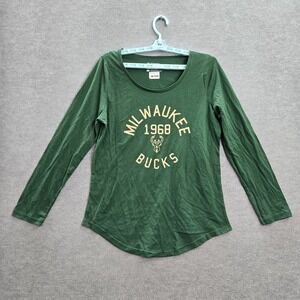Milwaukee Bucks Women Shirt L Green NBA Logo 1968 Graphic‎ Print Long Sleeve Tee